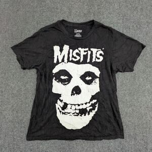 Misfits T Shirt Mens L Black Fiend Skull Logo Graphic Crew Neck Rock Band Tee